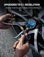 Digital Tire Pressure Gauge with Inflator, 3-250 PSI Air Chuck & Compressor Accessories Heavy Duty with Quick Connect Coupler, 0.1 Display Resolution, 1Pack Standard