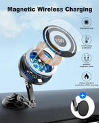 Magnetic Car Phone Holder, 15W for MagSafe Car Mount Charger(Fast Wireless Charging,Vacuum) 360°Adjustable Car Mount for Women Men iPhone 17-12
