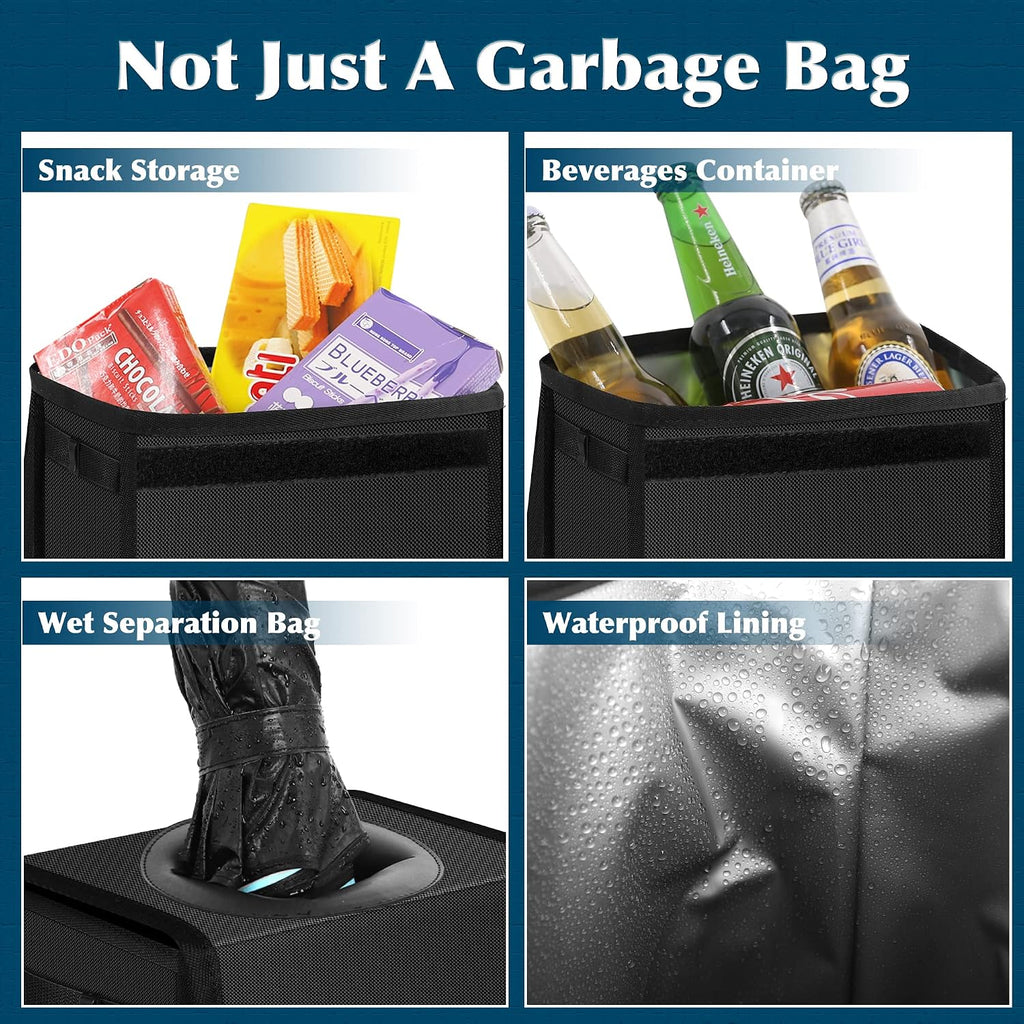 Waterproof Car Trash Can with Lid — Sealed Auto Garbage Bin