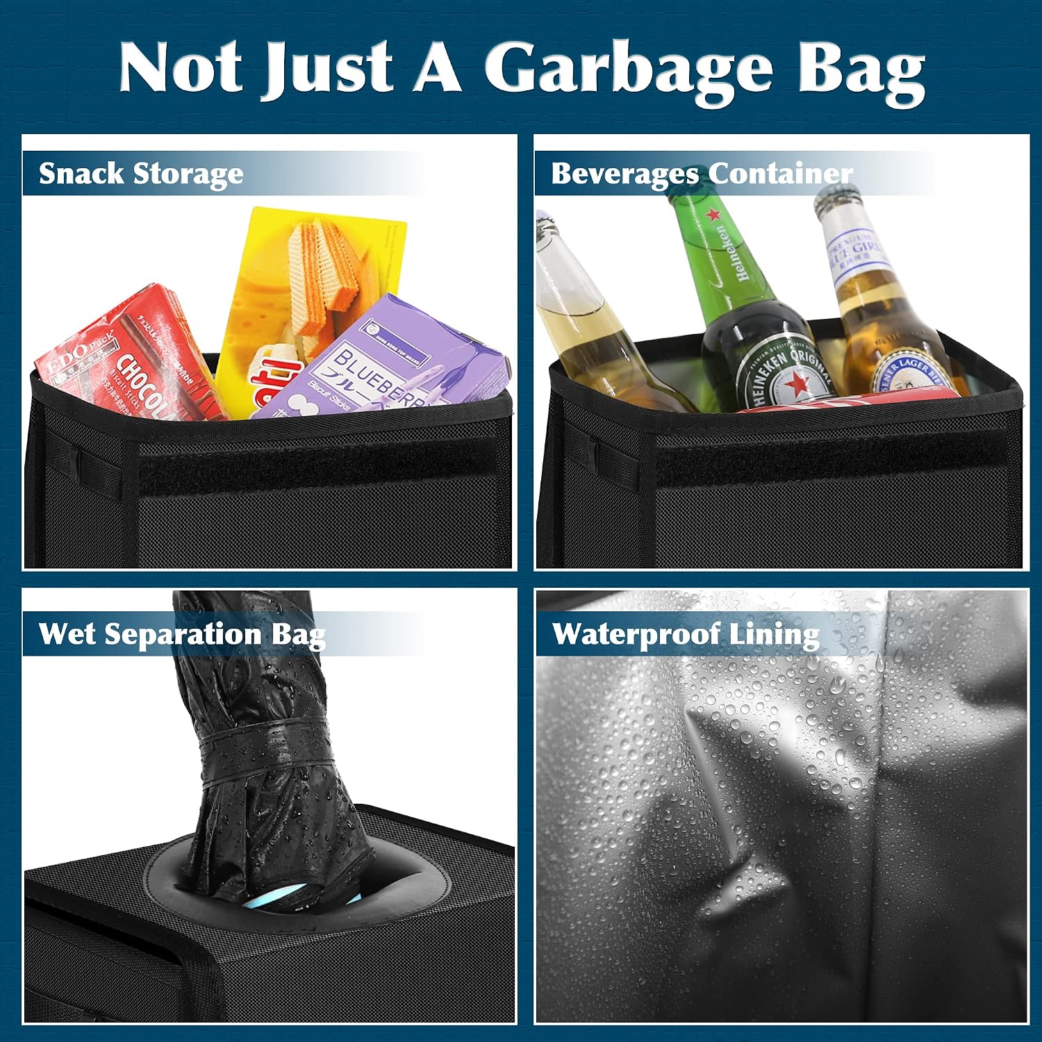 Waterproof Car Trash Can with Lid — Sealed Auto Garbage Bin