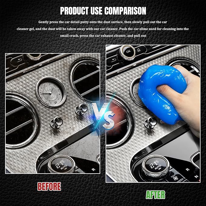 Car Cleaning Gel Clean Putty, Reusable Car Interior Cleaner Slime, Auto Detail Cleaning Soft Rubber Supplies, Universal Multi-Functional Cleaning Tool Accessories for Men Women (Blue)