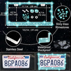 27 PCs Aquamrine Bling Car Accessories Set for Women, Steering Wheel Covers Universal Fit 15 Inch, Bling License Plate Frame, Bling Phone Holder, Bling Car Coasters (Aquamrine Diamond)