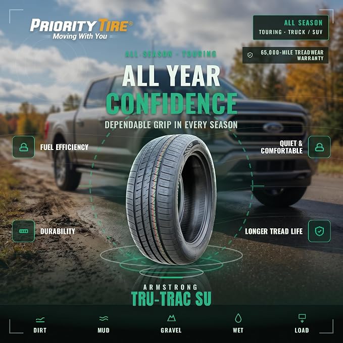 Armstrong Tru-Trac SU All-Season Passenger Car Performance Radial Tire-215/55R18 215/55/18 215/55-18 99V Load Range XL 4-Ply BSW Black Side Wall UTQG 440AA