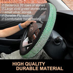 D Shaped Bling Comfy Steering Wheel Cover with Jumbo Crystal Rhinestones, Anti-Slip Diamond Leather, Flat Bottom 14.5-15 Inch (Vivid Green)