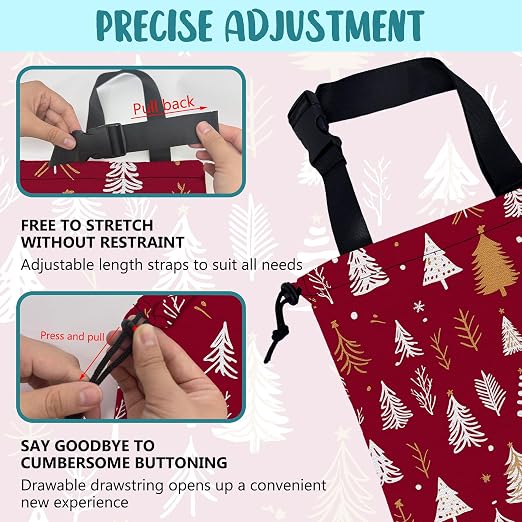 Car Garbage Bag White and Gold Xmas Trees Hanging Canvas Car Trash Bag Drawstring Car Back Seat Organizer for Car Back Front Seat Console with Adjustable Buckle