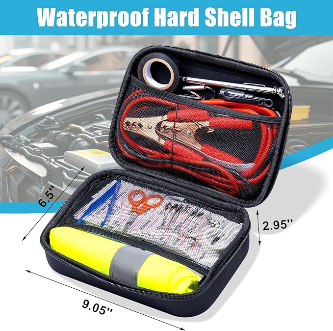 Car Roadside Emergency Kit, Portable Car Safety Kit Car Kits for Emergency, Black