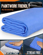 Premium Absorbent Car Drying Chamois Cloth Shammy Towel, 26' x17'' Large, Reusable for Vehicle, Bathroom, Dust Remove, No Spots/Streak/Scratch, Blue