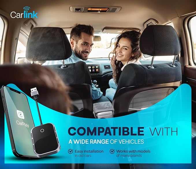 Wireless CarPlay & Android Auto Adapter for iPhone & Android - USB-C, No Latency, Seamless Multi-User Connection (iOS 10+, Bluetooth Car Stereo Support)