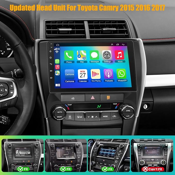 8 Core 6GB+128GB Car Radio for Toyota Camry 2015 2016 2017,10.2 Inch QLED Touch Screen Car Stereo with Carplay&Android Auto,WiFi,GPS Navigation,Bluetooth5.0,FM&AM Radio