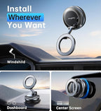 【Newest Vacuum Magnetic Phone Holder for Car Phone Holder Mount【Movable Vacuum Suction】Magsafe Car Mount Cell Phone Holders for Your Car Accessories for Women Men for iPhone 17 16-Carbon Fiber