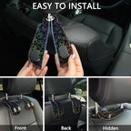 2PCS Car Seat Back Storage Headrest Hooks, Dog Paw Purse Holder Bags Hanger, PU Leather Double Metal Hook for Backseat Organizer, Women Car Accessories Organization