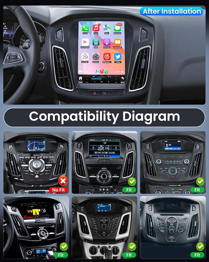 8 Core 4+32G Android 13 Upgrade Car Radio for Ford Focus 2012-2018: 10.4" 1024 * 768 HD Touchscreen Head Unit Wireless Carplay Android Auto 1080P Backup Camera Mirror Link 5G WiFi GPS Bluetooth SWC FM