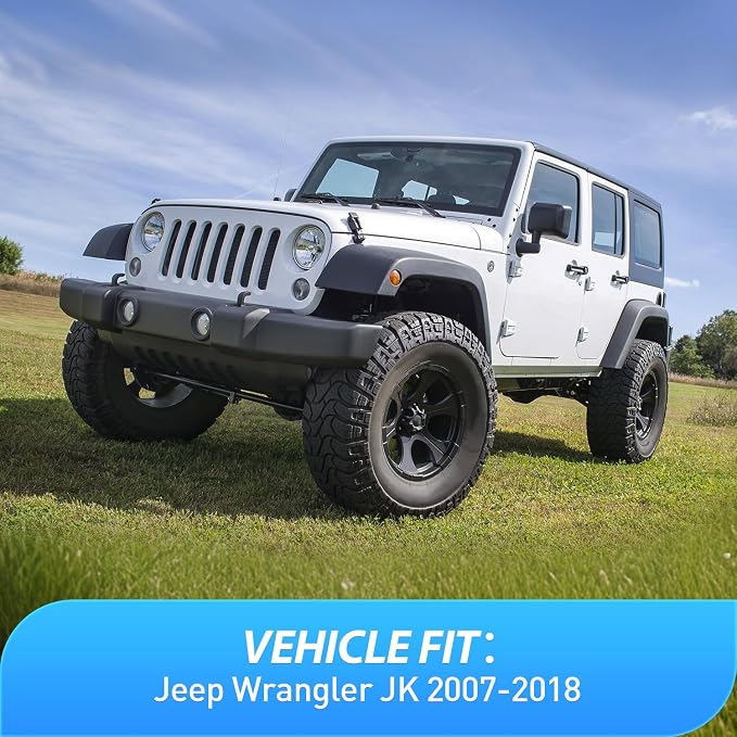 Window Rain Guards for Jeep Wrangler JK 2007 2008 2009 2010 2011 2012 2013 2014 2015 2016 2017 2018, Window Wind Deflectors Vent Visors, Tape on-4PCS