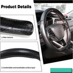 3PCS Carbon Fiber Steering Wheel Cover-Segmented Clip-On Design Anti-Slip & Scratch Resistant Universal Fit 14.5"-16" for Cars/Truck/SUV Great Gift for Men & Women