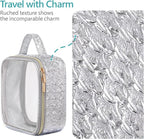 Clear Makeup Bag - TSA Approved Toiletry Bag for Carry-on & Checked Luggage, Water Resistant Car Storage Organizer with Reinforced Seams