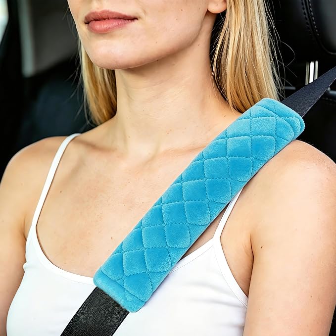 Soft Auto Seat Belt Cover Seatbelt Shoulder Pad Cushions 2 PCS for a More Comfortable Driving Universal Fit for All Cars and Backpack Blue