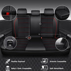 Mesh Leather Car Seat Covers Full Set,Breathable Mesh Faux Leather Seat Covers for Car, Universal Fit for SUV Truck Sedan Automotive, Airbag Compatible, Black and Red