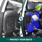 Seat Back Protector Medium Blue Auto Seat Back Kick Protectors, Back of Front Seat Cover for Kids Feet