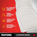 FlexTough LITE Rubber Car Mats Full Set - All Weather White Floor Mats for Trucks, Cars & SUVs - Automotive White Car Floor Mats for Cars Interior Accessories Universal Trim-to-Fit