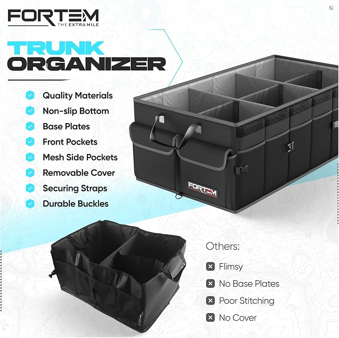 Trunk Organizer For SUV Car Trunk Organizer, Foldable Storage, Car Accessories for Women Men, Collapsible Bag, 600D Oxford, Non Slip Bottom, Straps, Soft Cover (85L)