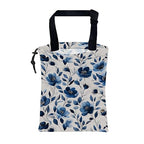 Car Trash Bag Watercolor Blue Flowers Leak-Proof Car Garbage Bag with Drawstring Foldable Canvas Trash Bin with Adjustable Buckle for Car Accessories