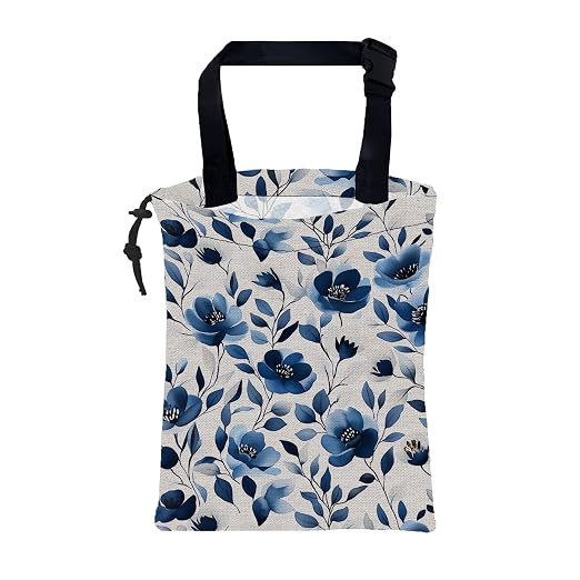 Car Trash Bag Watercolor Blue Flowers Leak-Proof Car Garbage Bag with Drawstring Foldable Canvas Trash Bin with Adjustable Buckle for Car Accessories