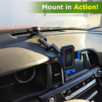 Cell Phone Mount for Truck Phone Holder for Truck Drivers - Heavy Duty Suction Cup + Dashboard Pad, iPhone Holder for Dashboard Window 16.9 inch Long, for iPhone & Samsung, Commercial Trucker, Blue