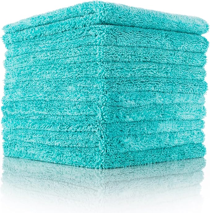 The Creature Edgeless Microfiber Detailing Towels – 420GSM Professional Grade All-Purpose Cloths for Wax, Polish, & Sealant Removal, Teal, 16in x 16in (10-Pack)