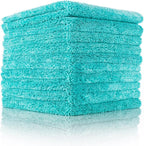The Creature Edgeless Microfiber Detailing Towels – 420GSM Professional Grade All-Purpose Cloths for Wax, Polish, & Sealant Removal, Teal, 16in x 16in (10-Pack)