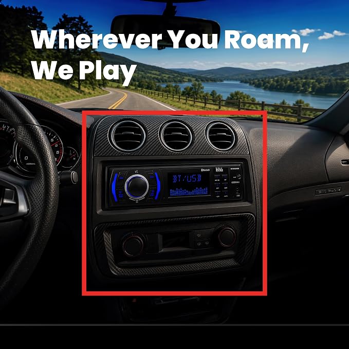 616UAB Car Stereo With Bluetooth - Single DIN, MP3, USB, Aux-in, AM/FM, No CD DVD Player