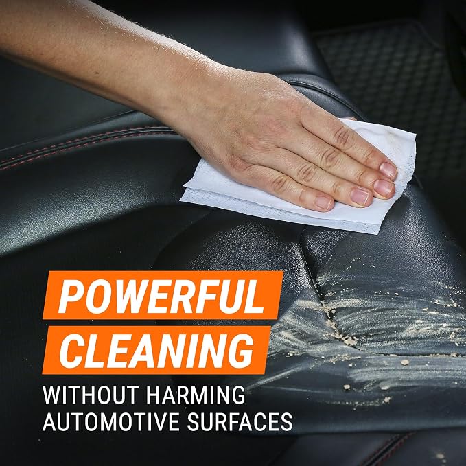 Interior Car Cleaning Wipes, Canister, Powerful Cleaning for Dashboards, Vinyl, Clear Plastics, Carpet and Fabric, 25 Count (Pack of 2)