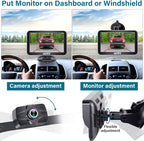 Backup Camera 7-Inch Monitor Truck: 2K USB Plug-Play Easy Set up No Glare-Led Lights Car Rear View Camera Clear Night Vision Reverse Camera DIY Parking Line - A23
