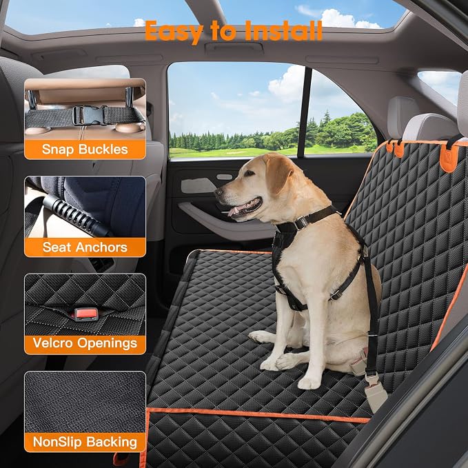 Truck Back Seat Cover for Dogs, Waterproof Pet Seat Covers for Trucks, Dog Cover for Truck Back Seat, Nonslip Pet Bench Seat Cover for Ford F150 F250 F350/Chevrolet Silverado/GMC/Ram