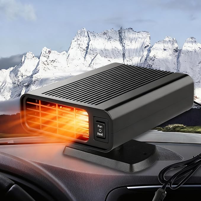 12V 150W Car Heater for Vehicle - Portable Heater with 2-in-1 Heating & Cooling, 360° Rotary Windshield Defroster, Plugs into Cigarette Lighter for Cars/SUVs/Trucks