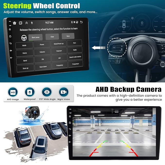 [6+128G] 8-Core Android 15 Car Stereo for Hyundai 2016-2018 with Wireless Carplay&Android Auto,9 Inch Car Radio with Mirror Link Bluetooth FM/RDS WiFi GPS SWC Dual USB+AHD Backup Camera
