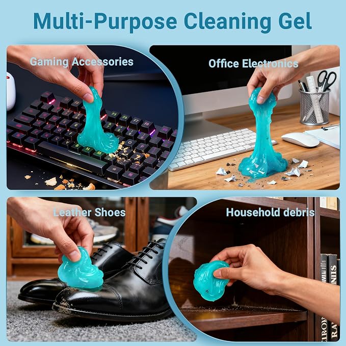 4 Pack Car Cleaning Gel Reusable Auto Slime Cars Cleaner Dust Cleansing Gels,Vehicle Interior Cleaning Care Putty,Keyboard Cleaner Goop for Car Vent, Corners, Crevice,Office Desktops Debris