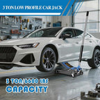 3 Ton Low Profile Floor Jack - Heavy Duty Steel Hydraulic Car Jack with Dual-Piston Rapid Lift Pump, 3.34"-18.5" Lifting Range, Magnetic Parts Tray, Blue