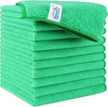 Green Microfiber Cleaning Cloth, 12 Pack Premium Microfiber Towels for Cars, Lint Free, Scratch-Free, Highly Absorbent, Reusable Cleaning Rags for Car, Household, Kitchen, Window,11.5"X11.5"