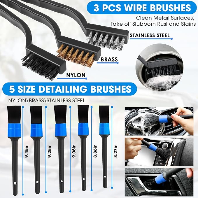 25PCS Car Cleaning Kit, Car Detailing Kit Interior with High Power Handheld Vacuum Cleaner, Windshield Cleaner, Cleaning Gel, Professional Auto Accessories for Men, Women