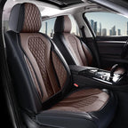 Coverado Car Seat Covers, Seat Covers Full Set, Coffee Car Seat Cover, Auto Seat Covers Front Seats Rear Seat Cover, Luxury Car Seat Cushion,Leather Seat Cover Seat Protector Universal Fit Most Cars