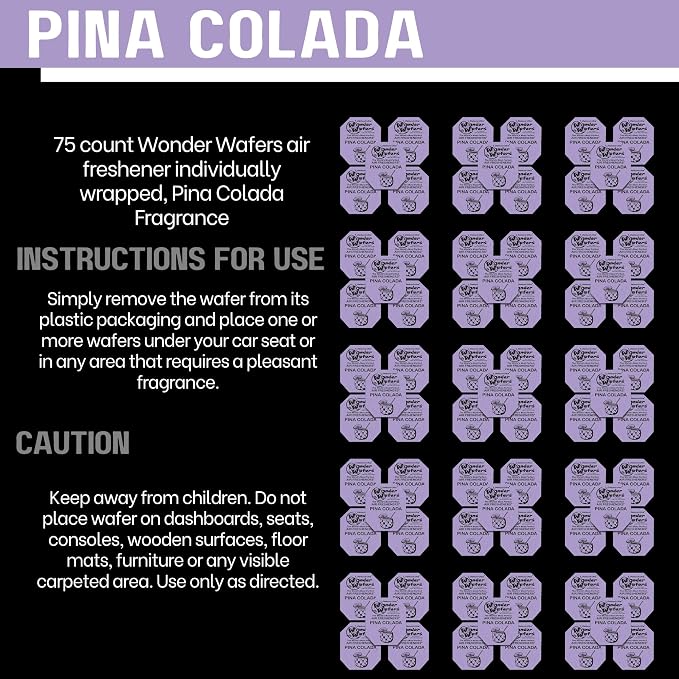 Wonder Wafers 75 Count Air Fresheners Individually Wrapped, Pina Colada Fragrance