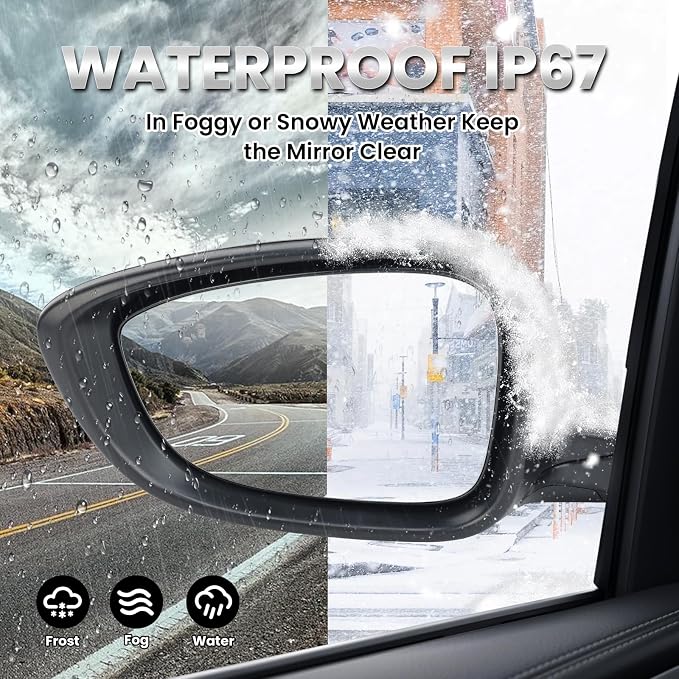 Left Driver Side Mirror Compatible with 2018-2022 Honda Accord LX Sport Power Glass | Heated | with Blind Spot | Manual Folding Repalces HO1320329 (7Pins-Black)