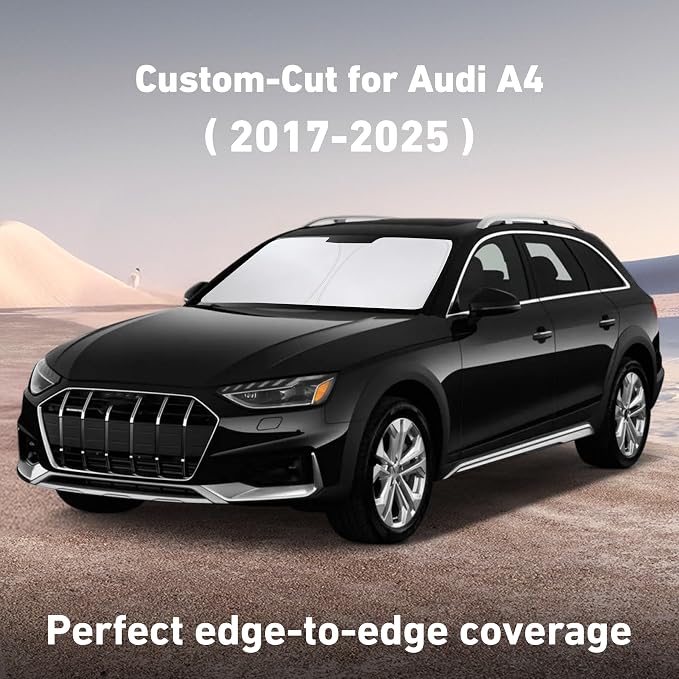 Windshield Sunshade Compatible for Audi A4 2017-2023 2024 2025, Sun Visor for Front Windshield & Window Sun Shade Cover, UV Heat Blocker & Protector, Car Accessories