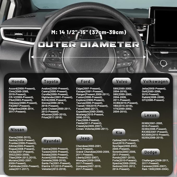 Steering Wheel Cover 14.5-15 inch (37-39 cm) Medium Size, Microfiber Leather, Non-Slip Comfortable Grip, Fits Cars Trucks SUVs, Beige