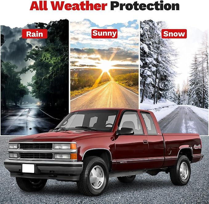 Window Visors Rain Guards for 1988-1999 Chevy/GMC C/K1500 2500 3500 Extended Cab Accessories, Outside-Mount Tape-On Side Window Wind Deflectors Vent Visors Shades Rainproof 4PCS
