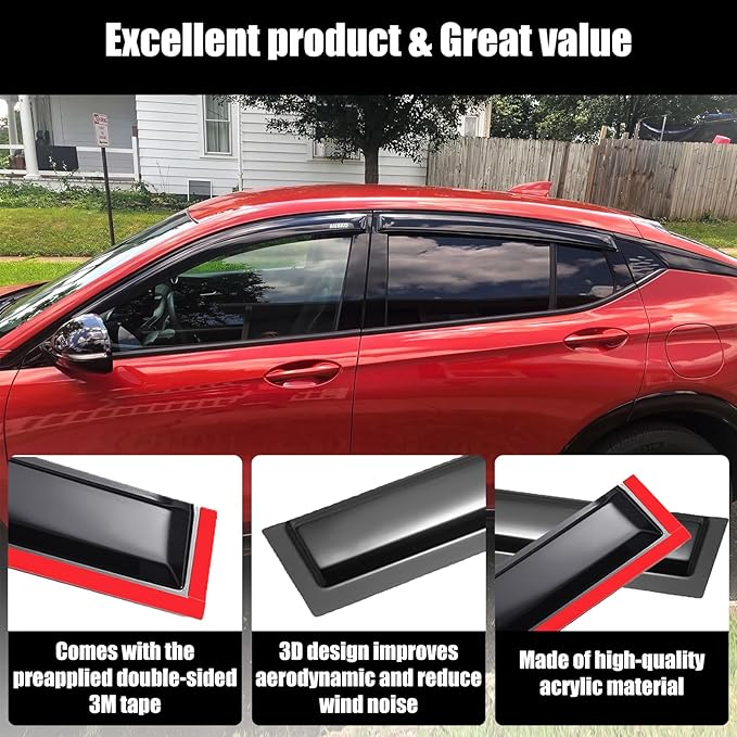 in-Channel Rain Guards for Chevy/Chevrolet Tahoe, GMC Yukon 2021-2026 | Shatterproof, Easy Install, Extra Durable, Fits Great, High Quality, Black Auto Accessories, Side Window Deflector & Visors