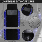12 Pcs Bling Car Accessories Set for Women Car Floor Mats Full Set Steering Wheel Cover Seat Belt Covers Coasters Universal Fit Car SUV Truck Van Blue