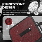 Bling Car Trash Can with Rhinestone,Foldable Car Garbage Can for in-Vehicle Waste Disposal,Multipurpose Hanging Back Seat Organizer & Decorations Fit for Most Cars Trucks (Red)