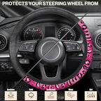 Watercolor Pink Leopard Car Steering Wheel Cover, Non-Slip Absorbing Sweat Car Wheel Cover Accessories for Men Women,Universal 15" Fit Auto SUV Vans Trucks