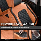 Coverado Universal Car Seat Covers Full Set, Vintage-Style Soft Waterproof Faux Leather Front & Rear Seat Protectors, Comfortable Anti-Stain Interior for Most Vehicles – BrownBlack